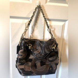Coach leather suede hobo bag